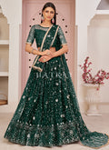 Dark Green Embroidered Partywear Lehenga Choli