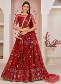 Bridal Red Embroidered Partywear Lehenga Choli