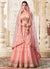 Peach Reshamkari Embroidery Bridal Lehenga Choli