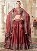 Peach Reshamkari Embroidery Bridal Lehenga Choli