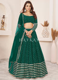 Teal Green Sequence Embroidery Traditional Lehenga Choli