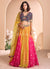 Blue And Yellow Embroidered Lehenga Choli