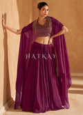 Plum Purple Handwork Cape Style Lehenga Choli