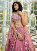 Rose Pink Multi Bridal Lehenga Choli