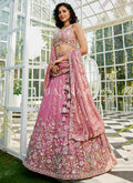 Rose Pink Multi Bridal Lehenga Choli