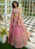 Rose Pink Multi Bridal Lehenga Choli