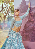 Sky Blue Embroidery Bridal Lehenga Choli