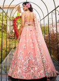 Peach Embroidery Bridal Lehenga Choli