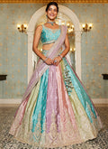 Teal Blue Multicolored Embroidered Bridal Lehenga Choli