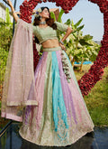 Lime Green Multicolored Embroidered Bridal Lehenga Choli