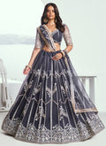 Slate Grey Embroidered Party Wear Lehenga Choli