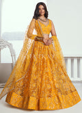 Yellow Embroidered Party Wear Lehenga Choli