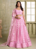 Pink Embroidered Party Wear Lehenga Choli