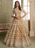 Golden Beige Embroidered Party Wear Lehenga Choli