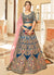 Royal Blue And Pink Embroidery Wedding Lehenga Choli