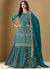 Turquoise Embroidered Silk Lehenga Kurti