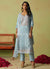 Sky Blue Embroidered Pakistani Pant Style Suit