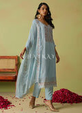 Sky Blue Embroidered Pakistani Pant Style Suit