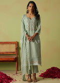 Light Green Embroidered Pakistani Pant Style Suit