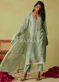 Light Green Embroidered Pakistani Pant Style Suit