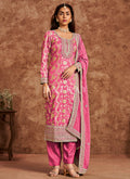 Pink Embroidered Pakistani Pant Style Suit