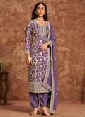 Purple Embroidered Pakistani Pant Style Suit