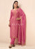 Rich Pink Handwork Pakistani Pant Style Suit