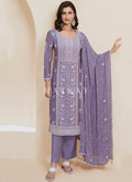 Purple Thread Work Pakistani Style Suit