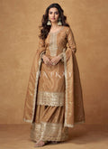 Golden Embroidered Silk Palazzo Suit