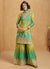 Teal Green Ombré Designer Kurti And Sharara