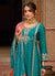 Teal Green Embroidery Peplum Style Palazzo Suit