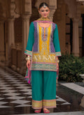 Teal Green Multicolored Palazzo Suit