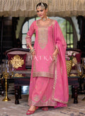 Pink Embroidery Palazzo Suit