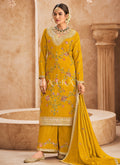 Yellow Multi Embroidery Palazzo Style Suit