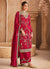 Red Multi Embroidery Palazzo Style Suit