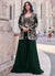 Dark Green Embroidered Jacket Style Designer Palazzo Suit