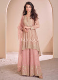 Soft Pink Embroidered Palazzo Suit