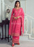 Deep Pink Embroidery Festive Palazzo Suit