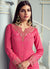 Deep Pink Embroidery Festive Palazzo Suit