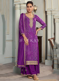 Purple Printed Palazzo Suit