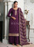 Deep Purple Embroidered Palazzo Style Suit