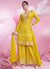 Yellow Sequence Embroidery Printed Palazzo Suit