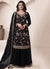 Black Floral Embroidery Palazzo Suit