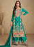 Turquoise Multi Embroidered Palazzo Suit