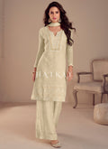 Ivory White Embroidery Palazzo Suit