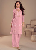 Light Pink Embroidery Palazzo Suit