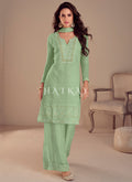 Mint Green Embroidery Palazzo Suit