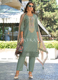 Sage Green Multi Embroidered Straight Suit