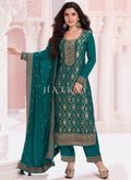 Turquoise Embroidery Pakistani Suit