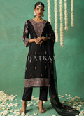 Black Multi Embroidery Pakistani Pant Style Suit